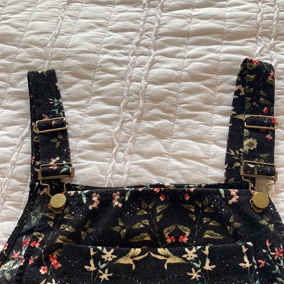 Black Overall Dress with Multicolored Flowers - Picture 2 of 3